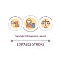 Copyright infringement lawsuit concept icon