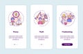 Copyright infringement types onboarding mobile app page screen with concepts Royalty Free Stock Photo