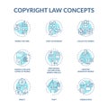 Copyright law concept icons set Royalty Free Stock Photo