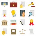 Copyright legal regulations vector icons set