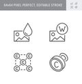 Copyright line icons. Vector illustration included icon as watermark stamp, outline pictogram of image with protection