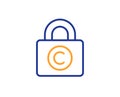 Copyright locker line icon. Copywriting sign. Vector