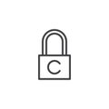 Copyright locker outline icon