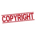 COPYRIGHT Red Rubber Stamp Vector over a white background. Royalty Free Stock Photo