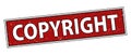 Copyright red stamp tag in comic style text on white background Royalty Free Stock Photo