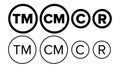 Copyright And Registered Trademark Icon Set Vector