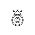 Copyright sign with crown. Patent, Legal , Intellectual property sign