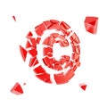 Copyright symbol broken into pieces isolated