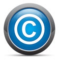 Copyright symbol icon premium blue round button vector illustration Royalty Free Stock Photo