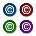 Copyright symbol icon shiny round buttons set illustration