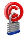 Copyright symbol with lock. Protection concept.