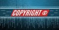 Copyright text over binary code, technology background Royalty Free Stock Photo