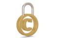 Copyright trademark concept with padlock isolated on white background. 3D illustration Royalty Free Stock Photo