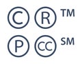 copyright and trademarks symbols, Set of infringement icons