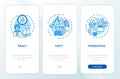 Copyright violation types onboarding mobile app page screen with concepts