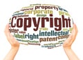 Copyright word cloud hand sphere concept Royalty Free Stock Photo
