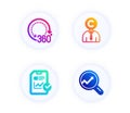 Copyrighter, Report checklist and 360 degrees icons set. Analytics sign. Vector Royalty Free Stock Photo