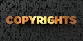 Copyrights - Gold text on black background - 3D rendered royalty free stock picture