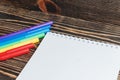 Copyspace Blank Sheet of White Paper with Colorful Felt Pens Royalty Free Stock Photo