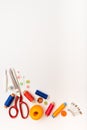 Copyspace frame with sewing tools and accesories Royalty Free Stock Photo