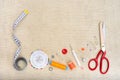 Copyspace frame with sewing tools and accesories Royalty Free Stock Photo