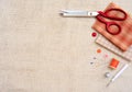 Copyspace frame with sewing tools and accesories Royalty Free Stock Photo