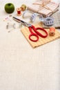 Copyspace frame with sewing tools and accesories Royalty Free Stock Photo