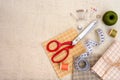 Copyspace frame with sewing tools and accesories Royalty Free Stock Photo