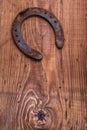 Copyspace image the old rusty horseshoe on vintage Royalty Free Stock Photo