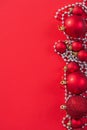 Copyspace image red christmas baubles on background