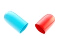 Copyspace medicine capsule pill case opened in two halfs Royalty Free Stock Photo