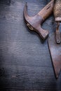 Copyspace old rusted hammer and spattle Royalty Free Stock Photo