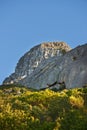 Copyspace with scenic landscape view of Lions Head mountain in Cape Town, South Africa against a clear blue sky Royalty Free Stock Photo