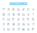 Copywrite law linear icons set. Infringement, Plagiarism, Copyrightability, Trademark, Fair use, Copyright owner