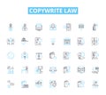 Copywrite law linear icons set. Infringement, Plagiarism, Copyrightability, Trademark, Fair use, Copyright owner