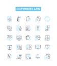 Copywrite law vector line icons set. Copyright, Law, Writing, Registration, Violation, Infringement, Intelectual