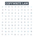 Copywrite law vector line icons set. Copyright, Law, Writing, Registration, Violation, Infringement, Intelectual