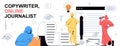 Copywriter concept in flat cartoon design for web banner. People work as online journalists, writing articles and Royalty Free Stock Photo