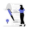 Copywriter, content manager, blogger write for social networks. Woman create promotion in social networks