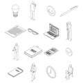 Copywriter icons set vector outline