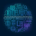 Copywriter vector blue round illustration in line style