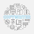 Copywriter vector round illustration made with line icons