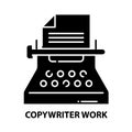 copywriter work icon, black vector sign with editable strokes, concept illustration