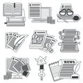 Copywriting or articles writing, editing and modifying files isolated icons