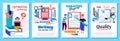 Copywriting and blog content writing poster set - creative blogging and text editing concepts with cartoon people and