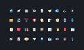 Copywriting Flat Gradient Icons on Dark Background Royalty Free Stock Photo