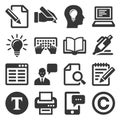 Copywriting Icons Set on White Background. Vector