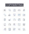 Copywriting line icons collection. Content writing, Blogging, Article writing, Web writing, Marketing writing, Technical