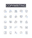 Copywriting line icons collection. Content writing, Blogging, Article writing, Web writing, Marketing writing, Technical