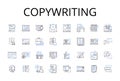 Copywriting line icons collection. Content writing, Blogging, Article writing, Web writing, Marketing writing, Technical